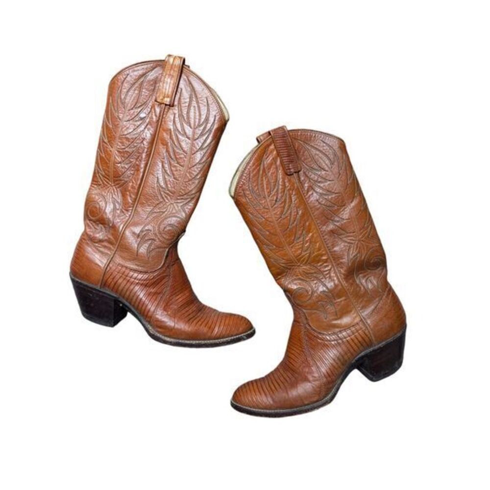 Dan Post Cowboy Boots size 7 Vintage Alligator Leather Western Festival‎